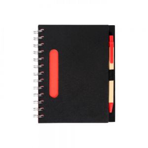LIBRETA ECOLOGICA NEGRA CON PLUMA SIDNEY personalizada